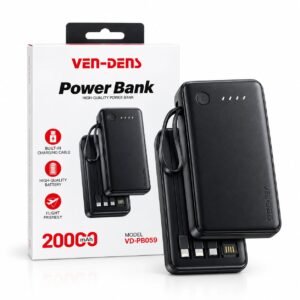 VEN-DENS VD-PB059 20000mAh Power Bank with Built-in Charging Cables